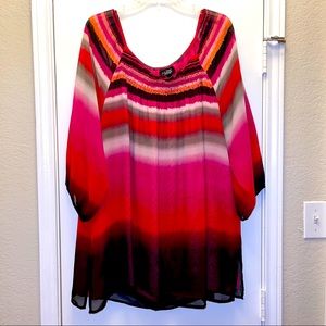 ❤️Catherines Blouse Liz & Me Pink Black Size 2X